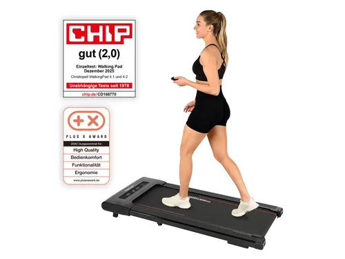 Topsport Top Sport 4.1 Walking Pad - Laufband für Zuhause oder Büro, mit 6 Trainingsprogrammen und Bluetooth-Konnektivität für interaktive Workouts. Kompakt, faltbar und für Nutzer bis 120 kg geeignet.