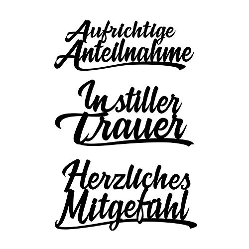 Angebot! 3Stanzschablonen " Kondolenz 1 ", Trauer, Beileidswünsche, Jittenmeier