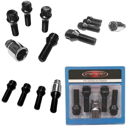 Felgenschloss M14x1,5x35mm Kegelbund 60° 4x schwarze Felgenschlösser 4er-Set Felgensicherungen Felgen-Diebstahlsicherungen Felgen-Diebstahlschutz Radsicherungen Radschlösser Radschrauben Radbolzen