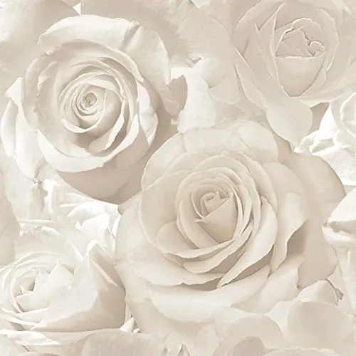 Madison Rose Glitzer Blumen Tapete Perle / Creme - Muriva 139524 Neu