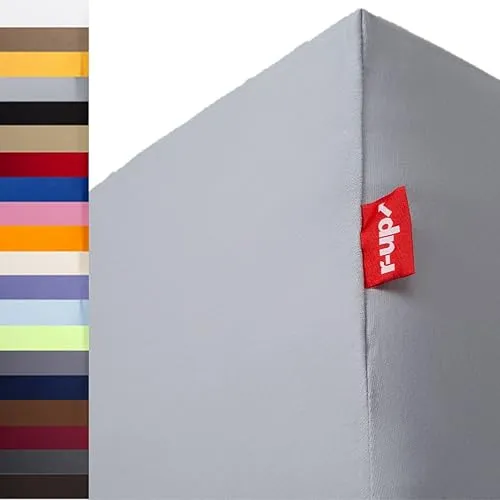 r-up Spannbettlaken 90x200-100x220 cm, Silbergrau - Hochwertiges Spannbettlaken aus 95% Baumwolle, 5% Elasthan, für Matratzen bis 35 cm Höhe. Pflegeleicht, bügelfrei und Oeko-Tex zertifiziert – ideal für perfekten Sitz und hohen Komfort!