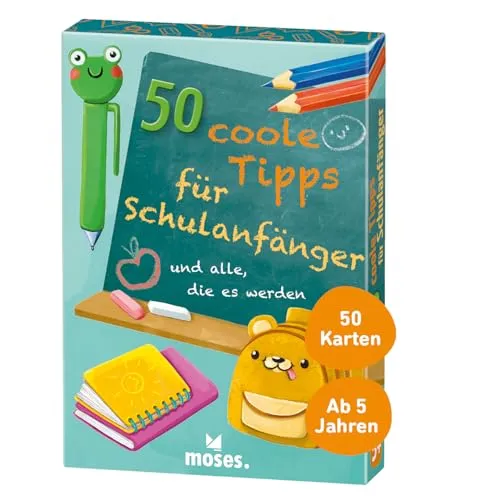Moses. 50 Coole Tipps für Schulanfänger (und alle, die es Werden wollen), Kartenset für einen erfolgreichen Schulstart, Einschulung und für die Schultüte, ab 5 Jahren