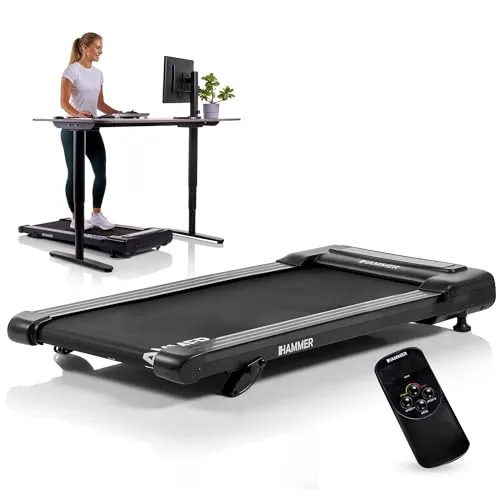 HAMMER Laufband Walk 2.0 - Kompaktes Walking Pad mit Steigung - Laufband für Fitness und Arbeit: Platzsparendes Design, mühelose Steuerung mit LCD-Fernbedienung, ideal für aktives Arbeiten zuhause oder im Büro.