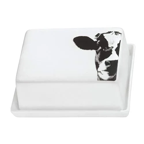 Räder Breakfast Butterdose moo. MUH. moo - Stilvolle Butterdose aus Keramik, ideal für ein schönes Frühstück, mit charmantem Kuhdesign und praktischem Deckel.