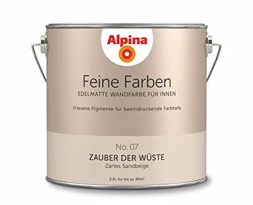 ALPINA Feine Farben Zauber der Wüste - Wandfarbe in natürlich helles Beige 2,5L - Farben: Hochwertige Wandfarbe für den Innenbereich, UV-beständig und farbecht, ideal für ein angenehmes Raumklima.
