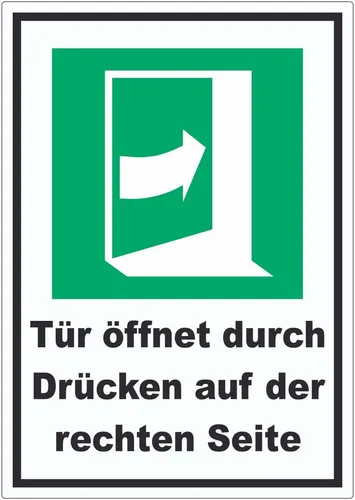 Tür öffnet durch Drücken auf der rechten Seite Aufkleber A1 (594x841mm)