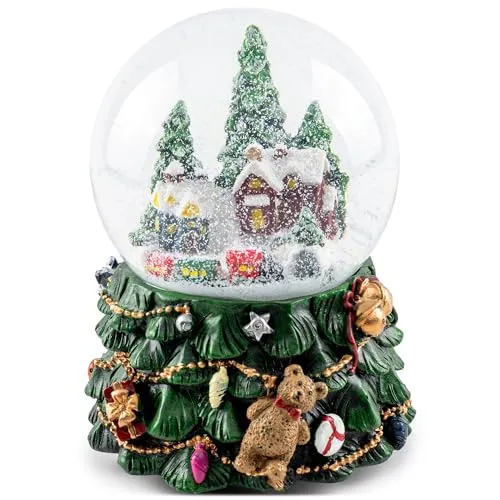 Musicboxworld MMM GmbH - 63052 Spieluhr Schneekugel 100 mm, spielt 8 Weihnachtslieder und bringt festlichen Zauber in Ihr Zuhause