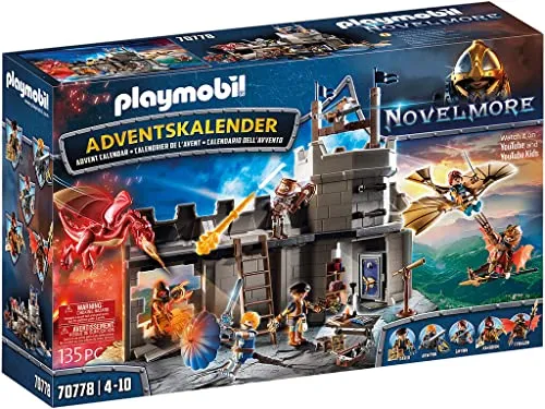 PLAYMOBIL Adventskalender 70778 - Novelmore Darios Werkstatt für Kinder ab 4 Jahren, 24 Türchen mit Rittern und Zubehör für spannenden Spielspaß an Weihnachten