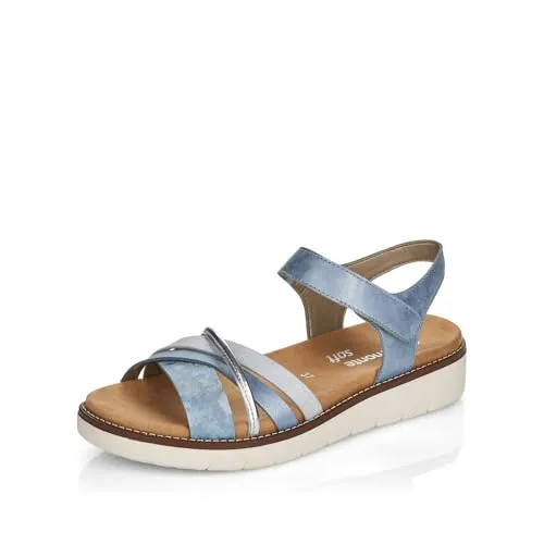 Riemchensandale mit Keilabsatz - Remonte, Gr. 37, hellblau-silberfarben - Wanderschuhe mit herausnehmbarer Softeinlage für optimalen Komfort und stilvolles Design.