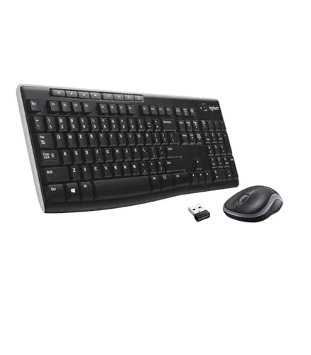 Logitech MK270 Kabelloses Set mit Tastatur und Maus für Windows, Spanisches QWERTY-Layout - Schwarz