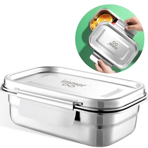Immer Edelstahl Brotdose EasyLock 800 ml – auslaufsichere Lunchbox für Schule & Büro - Die EasyLock Edelstahl Brotdose bietet eine zuverlässige und sichere Aufbewahrung für Ihre Mahlzeiten. Mit einem speziellen Verschluss und lebensmittelechtem Edelstahl ist sie perfekt für den täglichen Gebrauch.