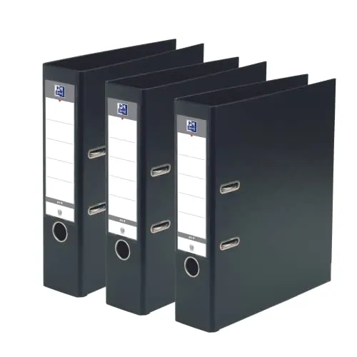 Oxford Aktenordner, A4, XL, 80 mm, 2 Ringe, Kapazität 750 Blatt, Polypropylen, Schwarz, 3 Stück, 400151710