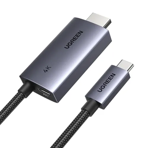 UGREEN USB C auf HDMI Kabel 100W PD Schnellaufladung 4K@60Hz 1080P@240/120Hz Type C Thunderbolt 4/5 Unidirektional Adapter kompatibel mit iPhone 16 15 Pro Mac mini iPad Pro Air Galaxy S25 S24(2M)