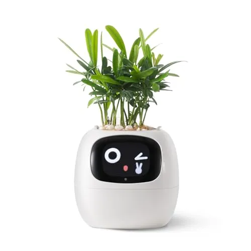 Tuya Blumentopf Ivy Smart Planter – Intelligenter AI-Pflanzentopf mit Sensoren - Blumentöpfe mit integrierten Sensoren für optimale Pflanzenpflege, weißes Design für moderne Wohnräume.
