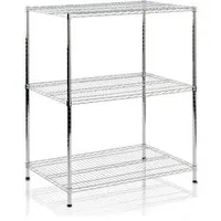 Mammut Metallregal Everest | verchromt | 3 Böden - Stabiles Gitterregal für Büro und Zuhause, mit 70 kg Traglast pro Boden. Leicht zu montieren und in modernem Design, ideal für Bücher und Deko.