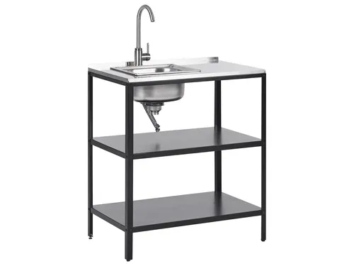 BELIANI Outdoor-Kücheninsel mit Spüle – Modernes Gartenmöbel - Gartenmöbel-Set mit Edelstahlplatte und Spüle. Perfekt für die Gestaltung Ihrer eigenen Outdoor-Küche und ideal für gesellige Grillabende im Freien.