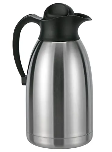 Spetebo Edelstahl Thermoskanne mit Drehverschluss - 2 Liter - Thermoskanne für heiße und kalte Getränke, doppelwandig und auslaufsicher, hält Getränke über Stunden perfekt temperiert.