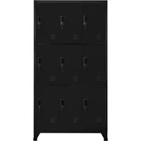 vidaXL Schließfachschrank Schwarz 90x45x180 cm - Moderne Spiegelschränke aus Stahl mit 9 abschließbaren Fächern, ideal für Schulen und Büros. Langlebig, pflegeleicht und mit Namensschildhaltern für perfekte Organisation.