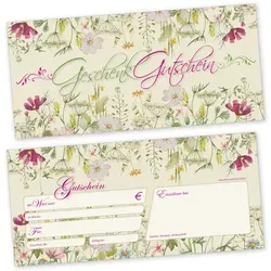 TATMOTIVE Gutscheine Restaurant Gastro Wildblumen 250 Stück - Zubehör für Klima & Heizen - Edle Gutscheinkarten im floralen Design, ideal für Gewerbe und Wellness, einfach zu personalisieren und perfekt für Kundenbindung.