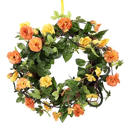 Rosen Rosenkranz Türkranz Wandkranz Blütenkranz Blumenkranz dekoriert Wanddeko Blüten Deko Künstlich Blume Haustür Kranz Geschenk Hochzeit Hochzeitsdeko Valentinstag Muttertag Wanddeko Rosenköpfe