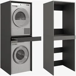 DANTE Vertikaler Badezimmerschrank Anthrazit 187 x 66 x 65 cm - Badezimmerschrank für Waschmaschine & Trockner, platzsparend mit stabiler Konstruktion und zusätzlicher Ablagefläche für mehr Ordnung.