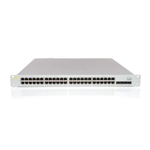 Meraki MS350-48FP-HW Switch - 48 Anschlüsse L3 Managed - Switch für Gigabit Ethernet mit 48 PoE+ Anschlüssen, hohe Leistung von 176 Gbps, ideal für anspruchsvolle Netzwerkanforderungen und einfach stapelbar.