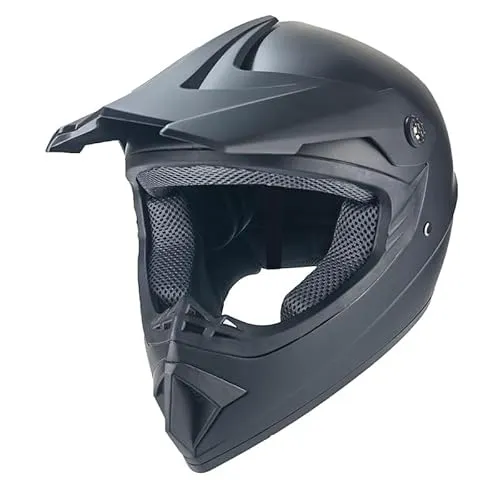 Kinder Crosshelm AHP – Robuster Motorradhelm für Offroad-Sport, Schwarz Uni, Größe M (55 – 56 cm) - Optimaler Schutz für junge Abenteurer: Der sportliche Offroad-Helm bietet Sicherheit beim Quad fahren, Motocross und Downhill. Mit ausgeklügeltem Belüftungssystem für besten Tragekomfort.