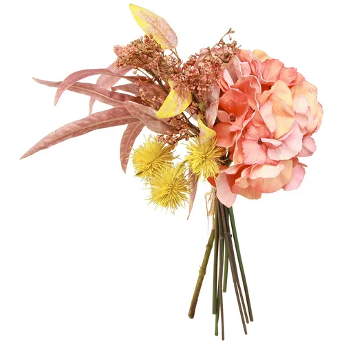 Kunstblumenstrauß Hortensie Rose Eukalyptus Deko Strauß L33cm