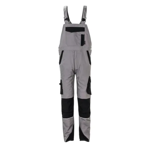 Planam Norit Herren Latzhose zink/schwarz Gr. 44 - Hosen für Herren, strapazierfähiges Material aus 65% Polyester und 35% Baumwolle, ideal für den Einsatz in Handwerk und Bau
