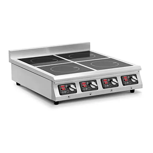 Royal Catering Induktions-Kochfeld RCIK-3500IC4.2 - Kochfeld - 4 Platten mit 3500 W, 10 Leistungsstufen und Timer für schnelles, energieeffizientes Kochen. Ideal für Profiküchen und Heimküche - sicher und leicht zu reinigen.