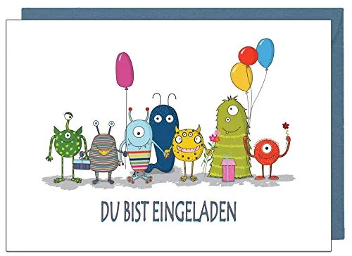 Einladungskarten Kindergeburtstag: Monster Party Geburtstagseinladungen Einladungen Geburtstag Kinder Mädchen (20 Karten mit 20 passenden Umschlägen Briefumschlägen) 20