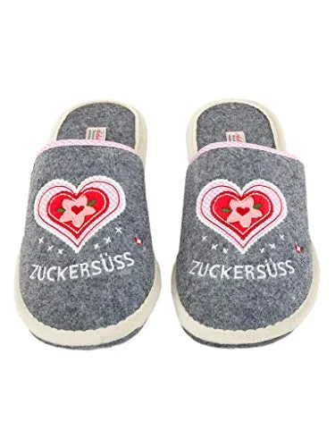 Adelheid Zuckersüss Filzpantoffel, Farbe:mausgrau, Größe:42/43