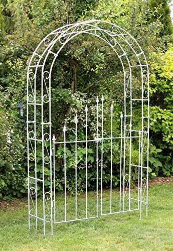 DanDiBo Rosenbogen mit Tür - Wetterfester Metallbogen für Ihren Garten - Rosenbögen aus feuerverzinktem Volleisen, extrem stabil und langlebig. Ideal zur Gestaltung von Eingängen, mit leicht zu öffnender Pforte und einfachem Aufbau.