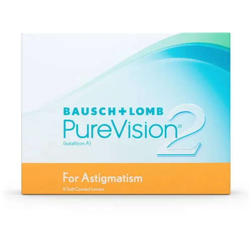 Bausch & Lomb PureVision® 2 Torische Kontaktlinsen 6er Box - Hochwertige Monatslinsen für scharfe Sicht und hohen Tragekomfort. Ideal für Hornhautverkrümmung, bis zu 30 Tage tragbar. Genießen Sie gestochen scharfe Sicht auch bei Dämmerung!