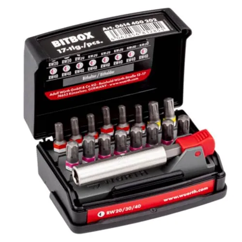 Würth Bitbox RW 17 Teile Set RW20 RW30 RW40 Satz mit Bithalter 0614400202
