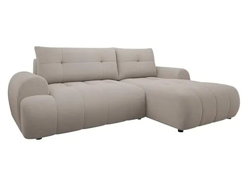 Mirjan24 Ecksofa Fliog mit Bettkasten, 3 Sitzer L-Form Sofa mit Schlaffunktion, Eckcouch für Wohnzimmer, Couch mit Bettfunktion (Velo 623, Seite: Rechts)
