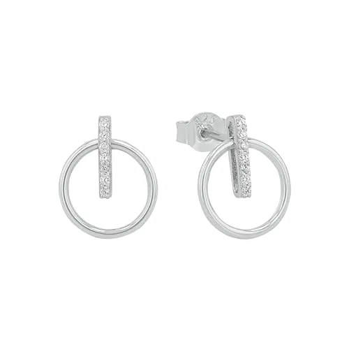 Amor Ohrstecker 925 Sterling Silber mit Zirkonia - Damen Ohrstecker aus rhodiniertem 925er Sterling Silber, funkeln mit kleinen Zirkonia-Steinen und kommen in einer eleganten Schmuck Geschenk Box.