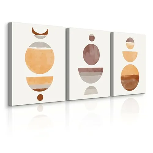 Muralo - Wandbilder Set - Leinwand Bilder Set Aufhängefertig - Bilder für Wohnzimmer Schlafzimmer - Moderne Wanddeko - Azteken-Muster - 3 Bilder 30 x 40 cm