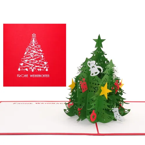 3D Weihnachtskarte "Tannenbaum" Pop Up Karte mit Umschlag zu Weihnachten