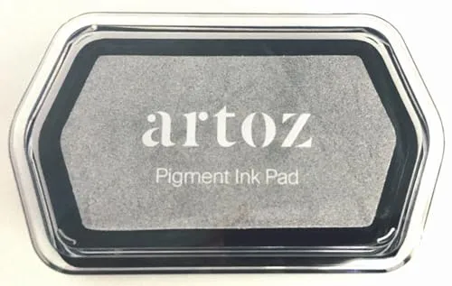 Artoz Stempelkissen in Silber Metallic – 110 x 68 x 18 mm – metallische Stempelkissen-Farbe zum Stempeln auf Papier, Karten für Einladungen, Grüße oder zur Hochzeit