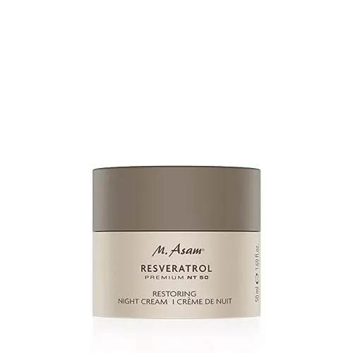 M. Asam Resveratrol Premium NT50 Nachtcreme – Regenerierende Gesichtscreme mit Soforteffekt - Nachtpflege für ein erholtes, jüngeres Aussehen am Morgen. Mit Resveratrol und Hyaluronsäure, die Falten sofort glätten und intensive Feuchtigkeit spenden.