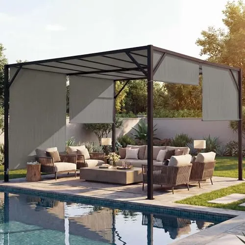 Mendler Pergola Baia – Garten Pavillon mit Schiebedach 3x4m - Pavillon mit stabilem 6cm-Stahl-Gestell und stufenlos regulierbarem Schiebedach. Genießen Sie Schatten und Schutz vor Sonne und Regen auf Ihrer Terrasse oder im Garten.