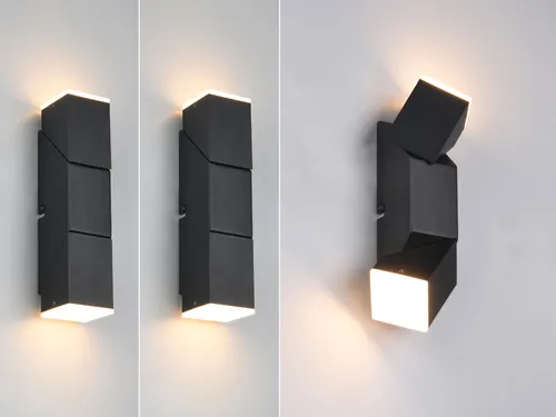 2er SET moderne LED Wandleuchten mit schwenkbaren Lichtquellen, Schwarz - Das praktische 2er SET moderner LED Wandleuchten vereint stilvolles Design und Funktionalität. Mit schwenkbaren Lichtquellen und FLEXconnect ready für flexible Installation, ideal für Wohnzimmer, Flur und Treppenhaus.