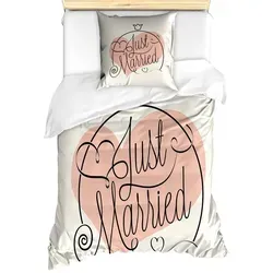 Abakuhaus Bettwäsche Milbensicher Allergiker geeignet mit Kissenbezug, Microfaser, Modern Just Married Tulip Herz rot|schwarz