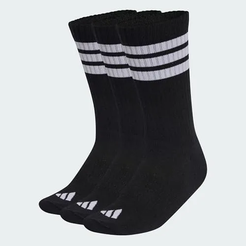 adidas Unisex 3Stripes Cushioned Sportswear Crew Socks 3 Pair Pack, black/white/white, 40-42