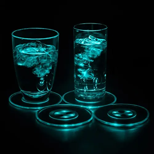 4er Set PRECORN LED Untersetzer - Getränke-Untersetzer mit bunten oder kühlweißen LEDs, ideal für Partys und besondere Anlässe. Wasserdicht und leicht zu reinigen, sorgt für stimmungsvolle Beleuchtung.