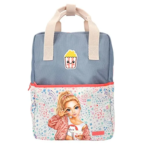 Depesche 12385 TOPModel Cutie Star - Rucksack in Jeans-Blau mit Model-Motiv und Sternchen-Muster, Tasche mit verstellbarem Schultergurten