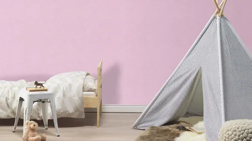 Rasch Tapete 330069 - Einfarbige Vliestapete in Flieder - Tapeten mit moderner Leinenstruktur, wasserbeständig und leicht abwaschbar - ideal für Wohnzimmer, Schlafzimmer oder Küche. Einfach anzubringen und rückstandslos abziehbar. RAL und FSC zertifiziert.