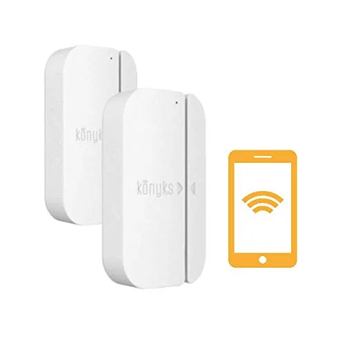Konyks Senso, Wi-Fi-Öffnungs-Sensor kompatibel mit Google Home und Amazon Alexa, Smartphone-Benachrichtigung und Aktion auf Anderen Geräten, kein Hub notwendig
