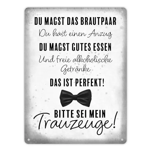 Bitte sei mein Trauzeuge Metallschild XL in 21x28 cm Hochzeitseinladung Lustige Männer-Ehe-Anfrage Heirats-Botschafter JGA